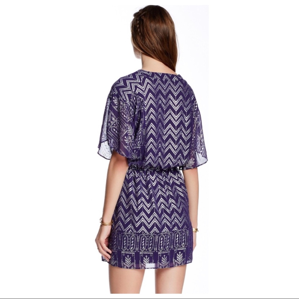 FREE PEOPLE SHORT SLEEVE V-NECK MINI DRESS - Picture 4 of 6